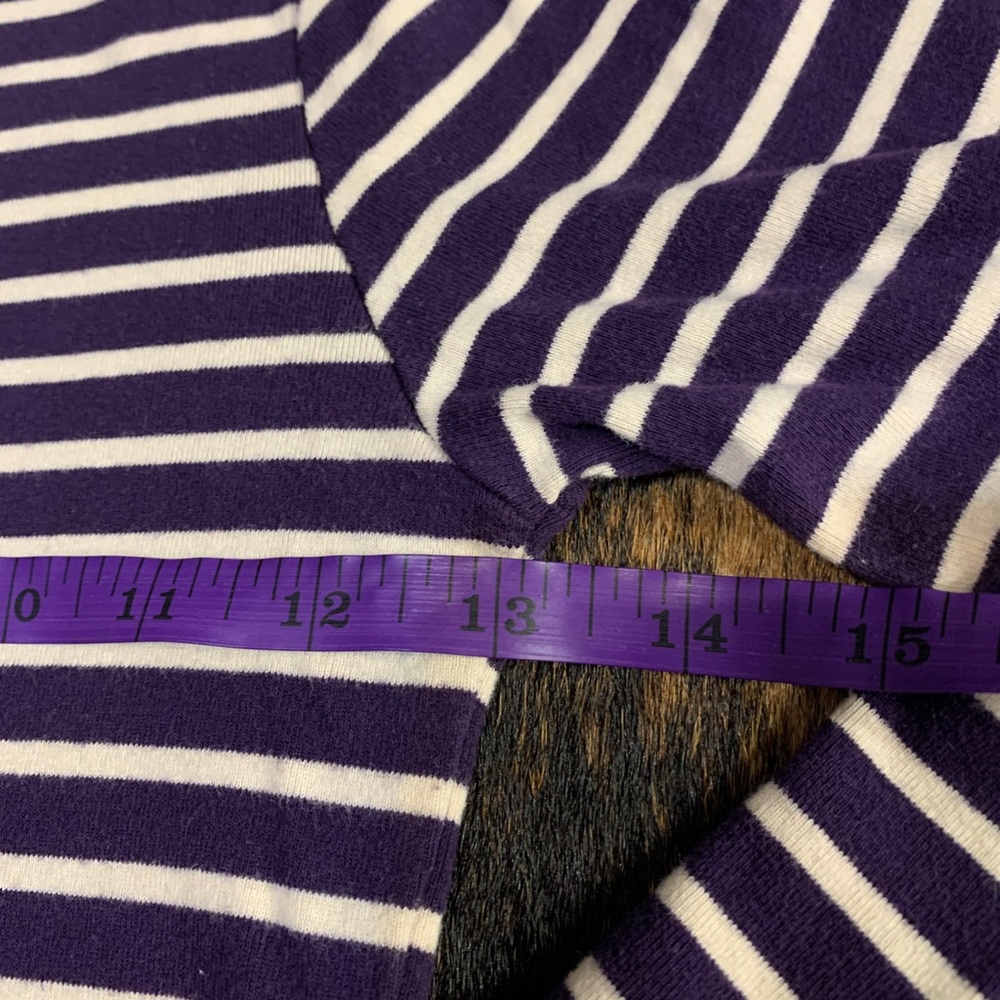 Zara Organic Cotton size small purple and white stripe 3/4 length sleeve - Picture 4 of 6